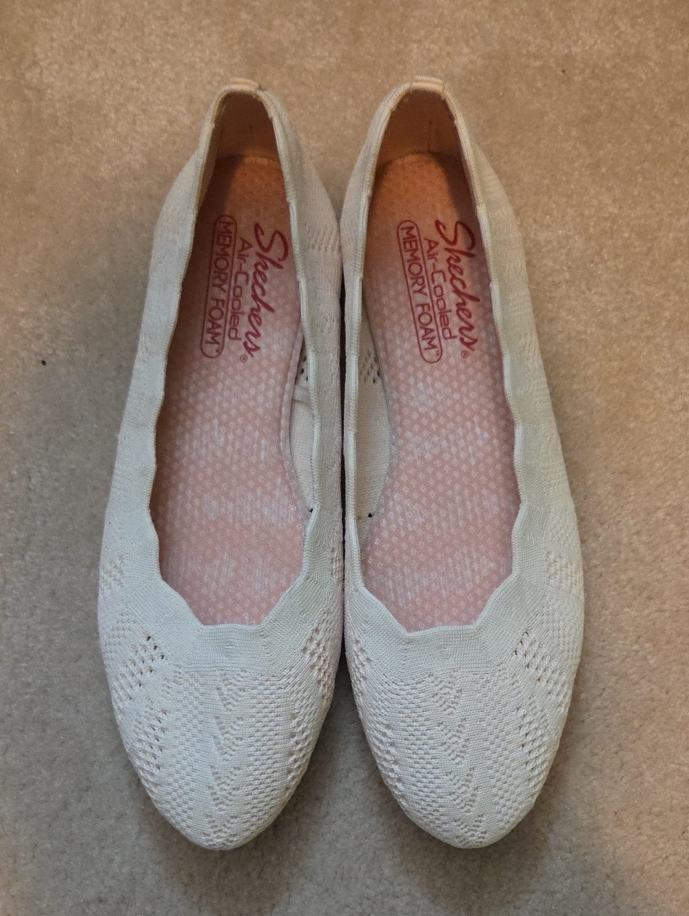 Skechers Beige Knit Memory Foam Ballet Flats
